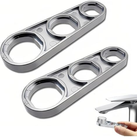 Universal Aerator Wrench, 2pcs, Concealed Aerator Fitting Wrench, 6 Sizes Zinc Alloy, Universal Spray Regulator, Aerator Replacement, Faucet Filter Tool (1/5)