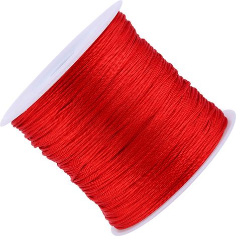 100 Meter Nylonschnur für Makramee und chinesische Knoten, rotes Shamballa-Garn, 0,8 mm Durchmesser (1/5)