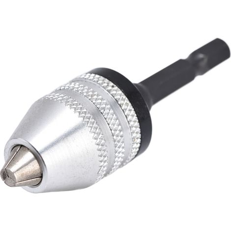 Schnellspannbohrfutter, Schlagschrauberadapter, 3-Backen-Konverter, 1/4"-Sechskantschaft, 0,3–6,5 mm Spannweite, silber (1/5)