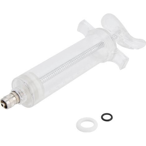 Seringue vétérinaire en plastique et acier, injecteur manuel réglable pour l'alimentation des animaux d'élevage, 50 ml, 16,5 cm / 6,5 pouces (1/5)