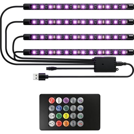 Lumière d'Ambiance LED Voiture Intérieur, Bande LED USB Multicolore avec Contrôle APP et Mode Musique, Éclairage Décoration Accessoire Voiture Intérie (1/4)