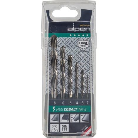 Alpen Bohrer Kassette HSS Cobalt TM 6 6tlg 2,0 3,0 4,0 5,0 6,0 8,0 100606100
