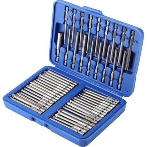 Kit de 50 embouts de tournevis électrique en acier (plat, cruciforme, en U, hexagonal, douille) pour outil rotatif (1/5)