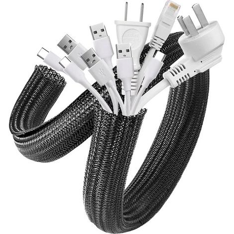 Schwarzer, selbstschließender Kabelschlauch, 3 Meter, Durchmesser 25–35 mm, flexibler Kabelmantel für Kabelmanagement und Schutz