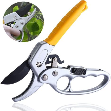 Ciseaux de jardin à cliquet 200mm, outils de taille pour roses, fleurs et plantes vivantes, cisailles de jardin tranchantes pour le jardinage (1/5)