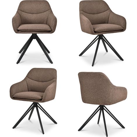 Bon Furni Sillas de Comedor Giratorias 360° de Rombos de tela marrón moka, juego de 4 (1/5)