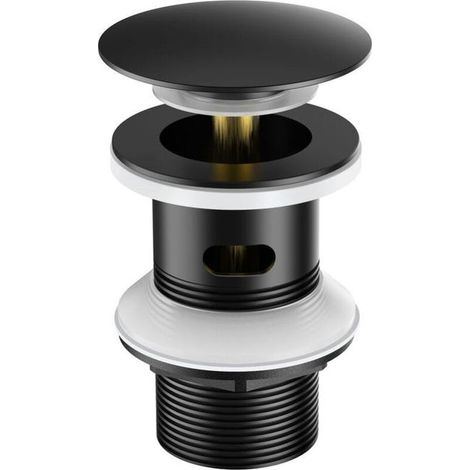 Bonde Pop-up Noire Universelle avec Trop-plein Automatique AuraLum pour Lavabo, Vasque, Baignoire et Salle de Bain (1/5)