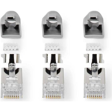 Conector rj45 paso rj45 ftp cat7 solidotrenzado recto chapado en oro 10 uds pvc gris negro blanco caja