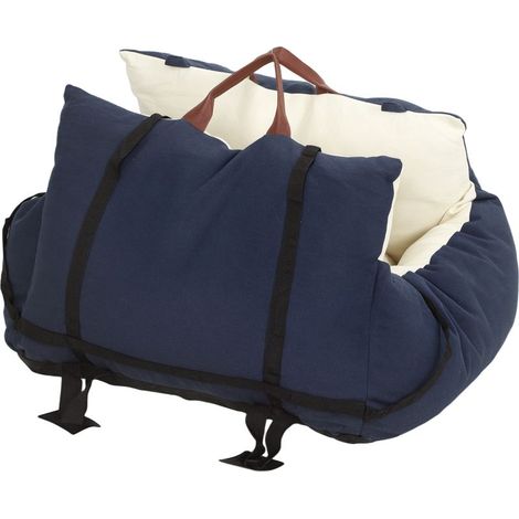 Siège auto pour chien avec ceinture de sécurité et fixation siège de voiture pour chien rembourré 49x53x36cm bleu marine (1/5)