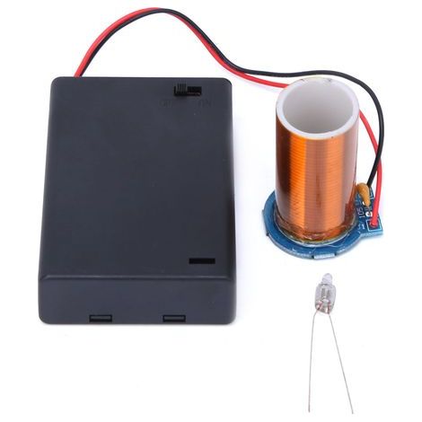 Bobine Tesla Mini Alimentée par Pile, Kit Électronique Tesla DIY avec Allumage à Distance et Sans Arc - Produit Fini (1/5)