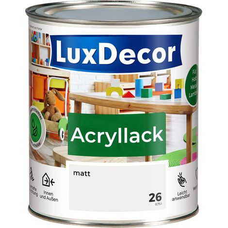 LUXDECOR Acryllack Holzfarbe Metall und Holz Lack Buntlack Matt (26) Mandel-Mousse - 0,75L