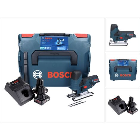 Bosch GST 12V-70 Professional Seghetto alternativo a batteria in valigetta L-Boxx + 2x Batterie GBA 12 V 6,0 Ah + Caricatore GAL 1230 CV