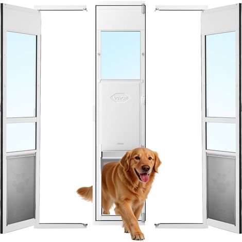 Porte pour chien pour baie vitrée coulissante, hauteur réglable 75 7/8"-80 11/16", cadre alu, chien XL (1/5)