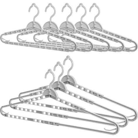 8 Pièces Cintres Extensibles Multifonctions en PP Gris, Structure Robuste et Design Élégant, pour Vêtements Secs et Humides (1/5)