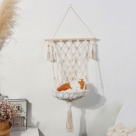 VURAHOME - Bohemian woven hamac nid de chat pet net bag pet basket cat basket swing pet bed 40 80cm (moins de 10 kg) (1/2)