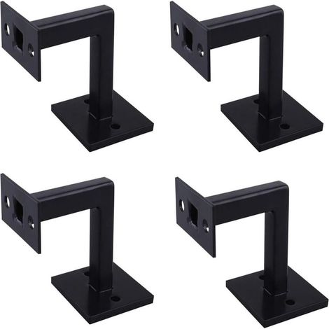Ensemble de 4 supports de rampe d'escalier carrés et robustes, supports de rampe d'escalier carrés noirs, supports muraux pour rampes d'escalier (1/5)