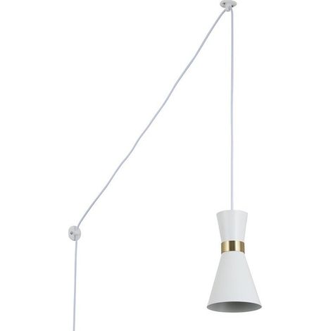 Lámpara Colgante De Metal Con Enchufe "Mir" - E27 - Blanco y (1/5)