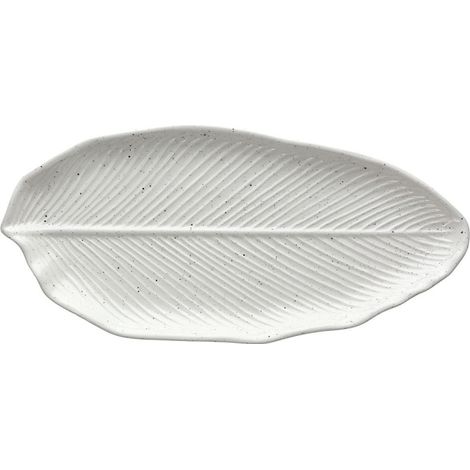 Große längliche Blattplatte 36,5x17x2,5 cm Zelda Stoneware grau