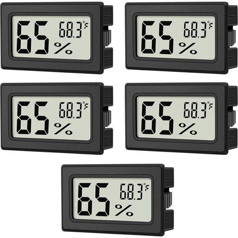 Thermo-hygromètre intérieur, 5 x mini hygromètre intérieur, pour serre, boîte reptile, voiture, maison, bureau. Pratique et polyvalent.