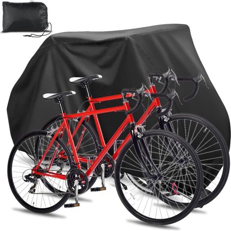 Onlyesh Outdoor Bike Cover, 210D Oxford Outdoor Bike Cover, Protection for 2 Bikes, Outdoor Bike Cover with Hole Lock and Storage Bag, for MTB and Road Bikes, 200x70x110 cm