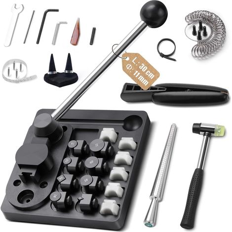 Outils de Cintrage D'anneaux 31 pièces avec Poignée rallongée de 30 cm Machine à Plier Les Bagues avec du nylon meurt 12/14/16/18/20/22mm, Support à bague, outil de mesure pour bagues (1/5)