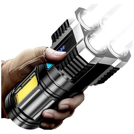 Linterna táctica LED multifuncional recargable e impermeable de 4/5 núcleos, súper brillante, para exteriores. (1/5)