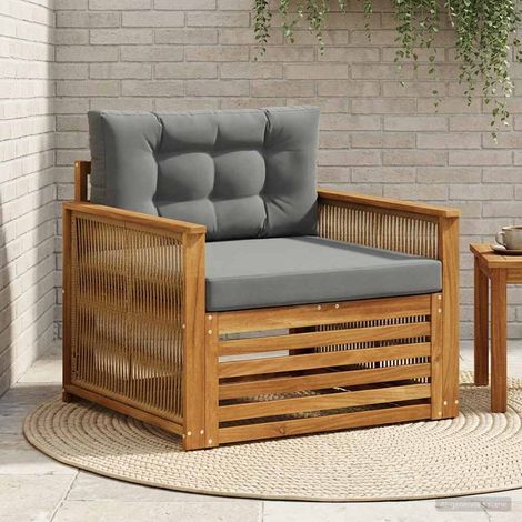 Sofa de Milieu de Jardin en Bois d'Acacia Massif Modulable Naturel et Anthracite, 23kg - PANGIVO (1/5)