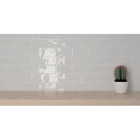 Carrelage mural faïence effet artisanal CRAFTED HANDMADE 30x7,5cm ou 15x7,5cm - 30x7,5 cm Crème - Sable - Brillant / Poli - boîte de 0.43 m2 - Gioia (1/5)
