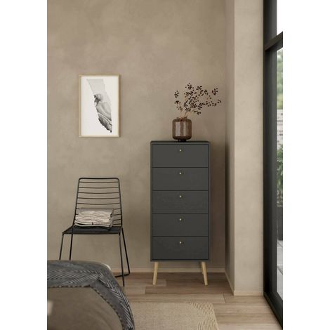 Dmora - Cajonera Genevieve, Cómoda multiusos, Cómoda de dormitorio, Gabinete con cajones, 50x39 h120 cm, Gris (1/5)