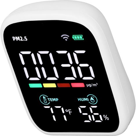 Détecteur de qualité de l'air, compteur de particules fines PM2.5, moniteur de température et d'humidité pour la maison (1/5)