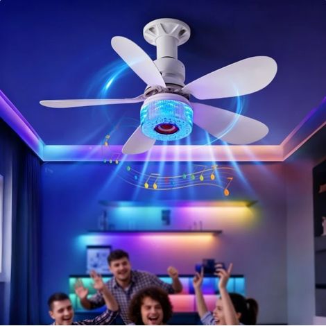 Ventilateur de plafond avec éclairage,Ventilateur de plafond Bluetooth,avec éclairage,Plafonnier RVB à couleurs changeantes,Télécommande,220 V 40 W (1/5)