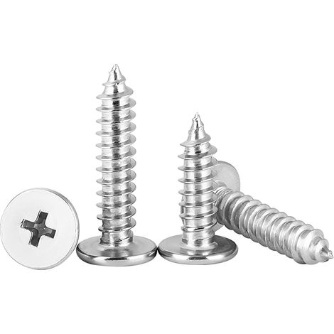 20 selbstschneidende Schrauben, M4x14 mm Kreuzschlitzschrauben aus Edelstahl 304, Vollgewinde, für Heimwerker- und Holzbearbeitungsprojekte
