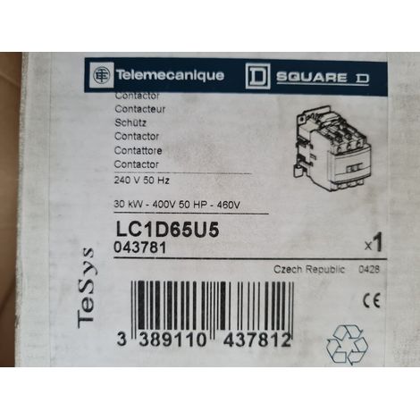 Schneider LC1D65U5 65A , 240V Contacteur 3P