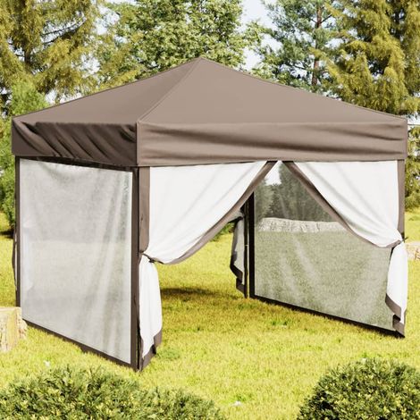 Tente de réception pliable Tonnelle de Jardin - Rapide à Installer avec parois Taupe 3x3 m BV616347 - BonneVie (1/5)