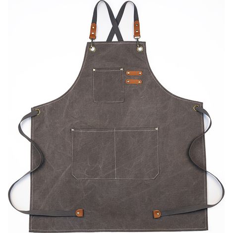 (Graue) Cowboy-Schürze mit Taschen für Friseure, Maler, Gärtner, Haarstylisten für Damen und Herren