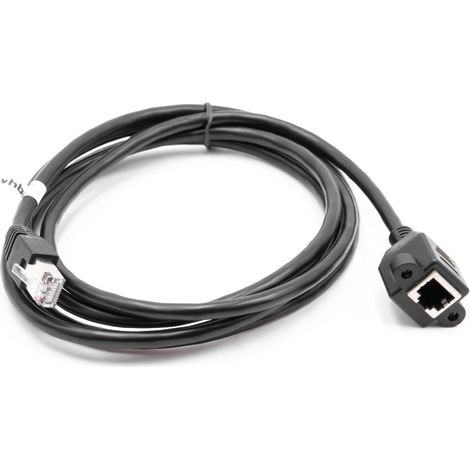 vhbw Ethernet LAN Verlängerungskabel RJ45 Stecker auf Buchse - Cat6 Verlängerung mit Einbaubuchse, 2 m Schwarz (1/2)