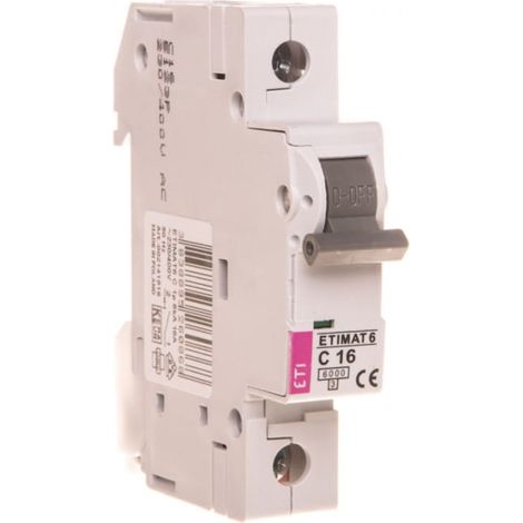 Interruttore automatico 1P C 16A 6kA AC etimat 6 002141516