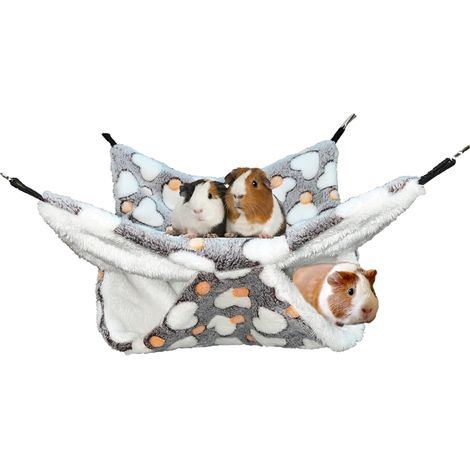 Hamac pour petits animaux JeiibrZui - Double couche - 33,8 x 33,8 cm - 1 pièce - Polaire douce - Convient aux cochons d'Inde, rats, hamsters et chinchillas (1/5)