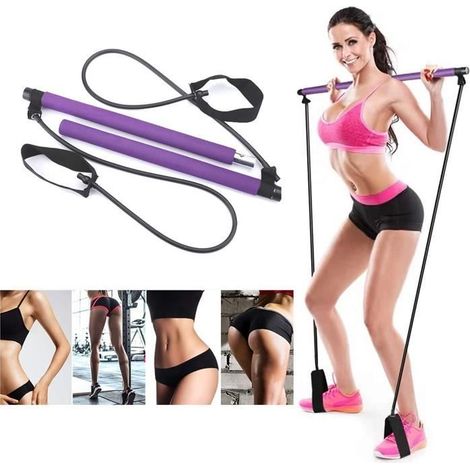 Kit de barre de Pilates portable - marque - modèle - longue barre de résistance - bâton de yoga - violet (1/4)