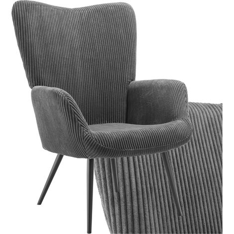Fauteuil Rembourré ergonomique avec revêtement velours gris/noir (1/5)