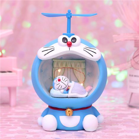 Tirelire lumineuse forme mignonne, boîte à argent en plastique souple, bouton cartoon pour enfants, posture couchée bleue (1/5)