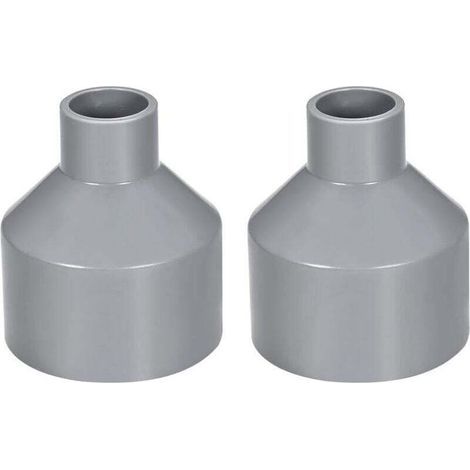 Raccord de tuyau en PVC réducteur 50 mm x 20 mm, raccord moyeu à moyeu, gris, 2 pièces (1/5)