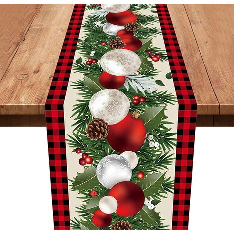 Chemins De Table De Noël - 180 x 35 cm - Motif Cloche Dorée - Pour Décoration De Table De Fête - Lot De 1