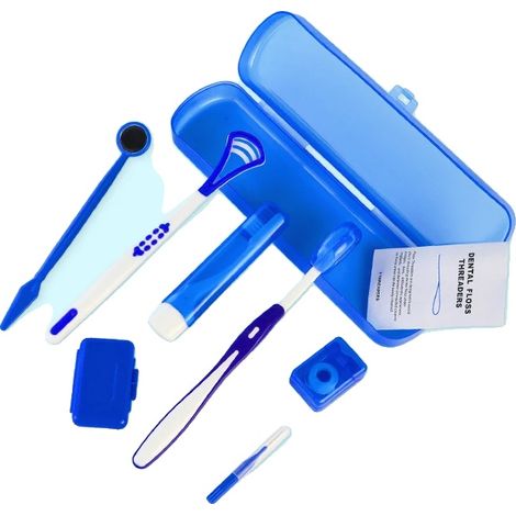 Kit di spazzolini interdentali, set da 8 pezzi, strumenti per la cura dentale, blu (1/2)