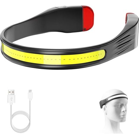 LED Headlamp, Rechargeable Headlamp with 230° Wide Beam and Red Taillight with 3 Lighting Modes, Adult Headlamp for Running - Black (1/5)