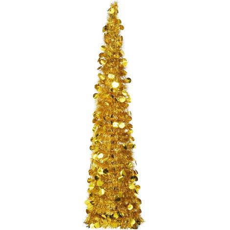 Árbol de Navidad artificial emergente PET dorado 150 cm vidaXL (1/5)