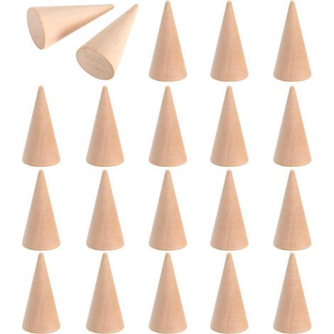 Support Bijoux Conique Bois 20 Pièces Diamètre 2,5 CM Hauteur 5 CM Présentoir Bagues pour Exposition en Boutique et Domicile (1/5)