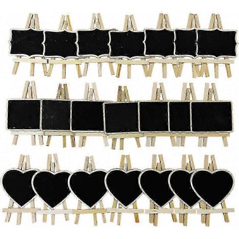 Lot de 21 mini tableaux en bois noir avec trépied pour menus et panneaux d'affichage (1/5)