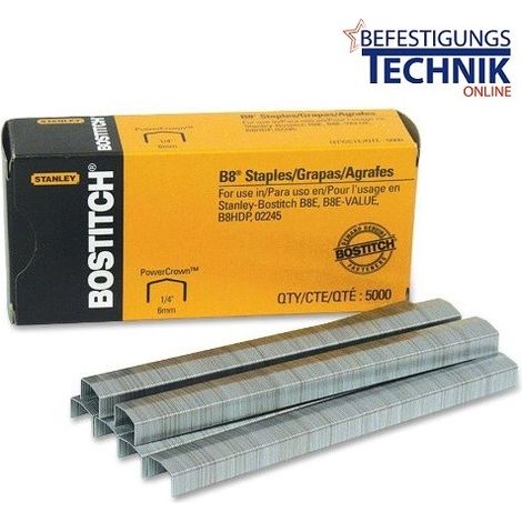 Agrafes Bostitch B8 gris métallique 10 mm 5000 pièces