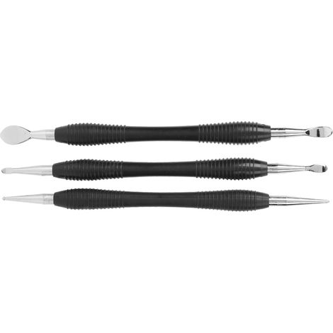 Ensemble de 3 outils de gravure et d'impression pour le travail du cuir : cuillère, stylet et autres accessoires de papeterie et de loisirs créatifs. (1/5)